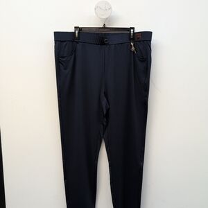 Women’s Stretch Trousers Flat Front Slim Leg Career Pants Size 4XL Navy Blue